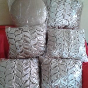 Beige Pleated Velvet Decorative Throw Pillow