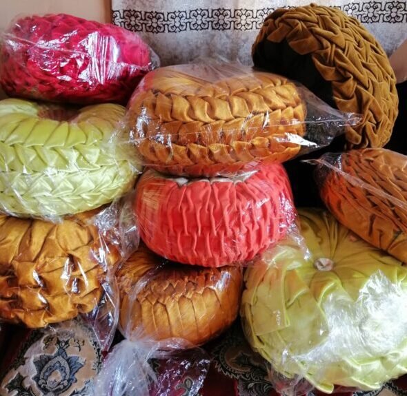 Handmade Canadian Smocking Round Pillow Set of 6 Vibrant Colors & Unique Designs