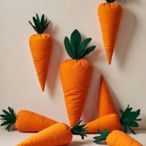 Handmade Carrot Plush Pillow Set of 6