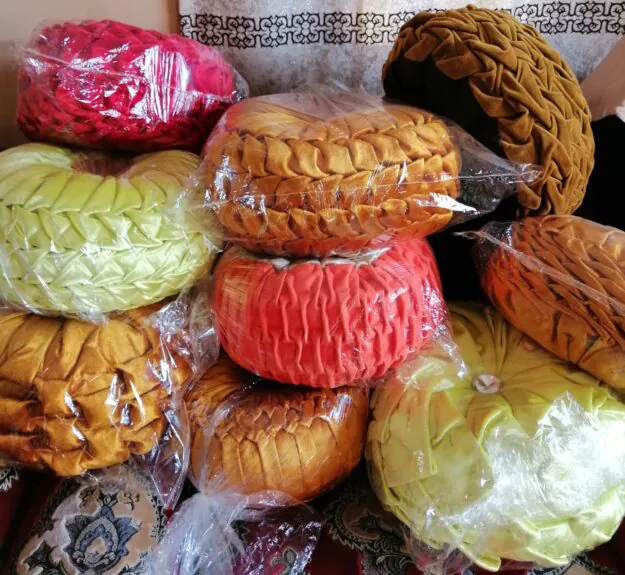 Handmade Canadian Smocking Round Pillow Set of 6 Vibrant Colors & Unique Designs
